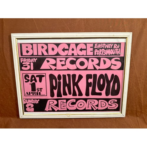 521 - Pink Floyd Concert Portsmouth Birdcage Repro Poster Framed & Glazed with perspex. Measures 17