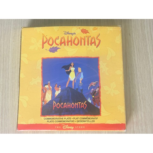 514 - DISNEY POCAHONTAS GOLD RIMMED COMMEMORATIVE DISNEY PLATE,w/STAND,1995,8-1/4