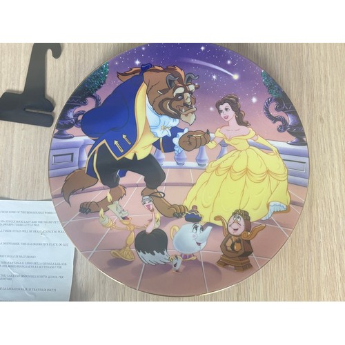 515 - DISNEY BEAUTY AND THE BEAST COMMEMORATIVE PLATE PLUS STAND. BOXED