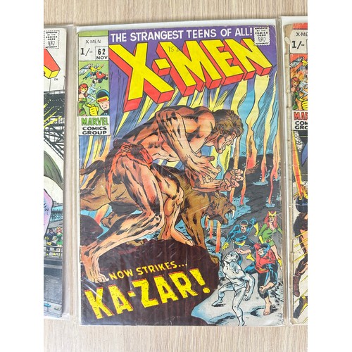 203 - UNCANNY X-MEN #61 - 63. 2nd App of Sauron, 1st Team App of the Savage Land Mutates. VG Condition