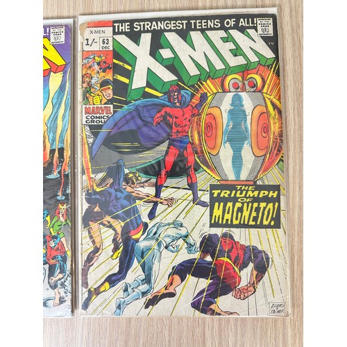 203 - UNCANNY X-MEN #61 - 63. 2nd App of Sauron, 1st Team App of the Savage Land Mutates. VG Condition