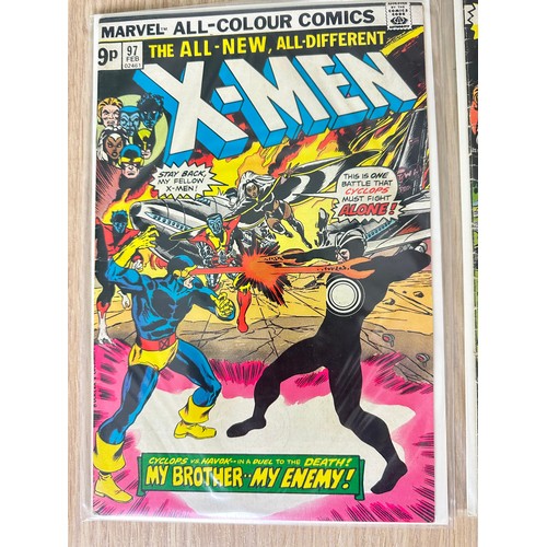 207 - UNCANNY X-MEN #97 - 99. 1st Cameo App of Lilandra. Marvel Comics 1976. FN Condition.