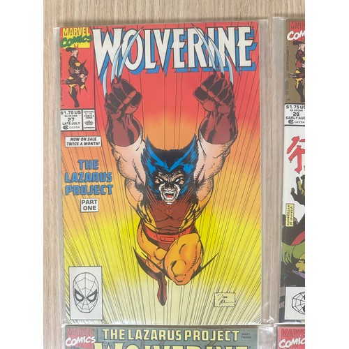 228 - WOLVERINE #27 - #30. Complete 'The Lazarus Project Storyline. All NM Condition. Marvel Comics 1990.