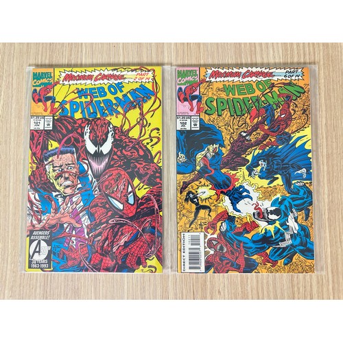240 - WEB OF SPIDER-MAN #101 & 102. Maximum Carnage parts 2 & 6. Both VFN Condition. Marvel Comics 1993.