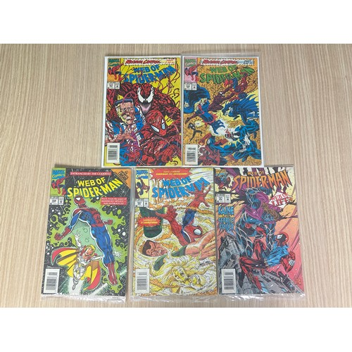 246 - WEB OF SPIDER-MAN #101, 102, 104,107 & 121. Includes part 2 and 6 of Maximum Carnage.  #101 cover de... 