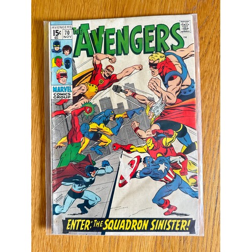 273 - AVENGERS #70. Marvel Comics 1969. First Full team App and origin of Squadron Sinister. VG Condition.... 