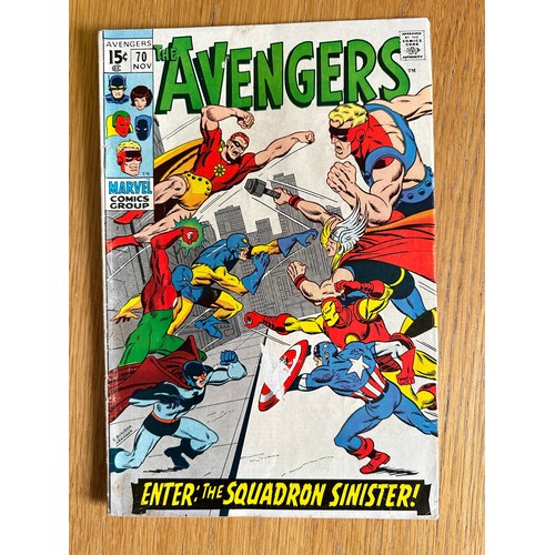 273 - AVENGERS #70. Marvel Comics 1969. First Full team App and origin of Squadron Sinister. VG Condition.... 