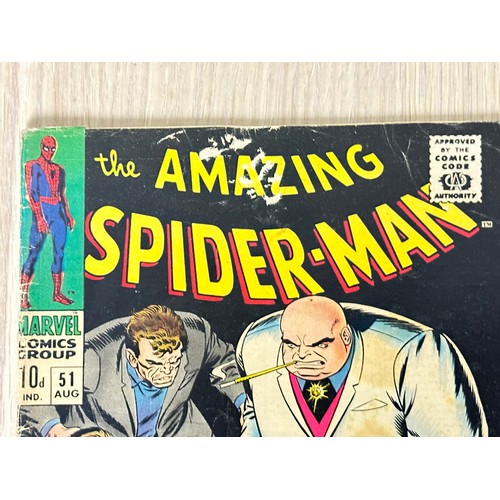 298 - AMAZING SPIDER-MAN #51. First Cover  App of Kingpin Key Silver Age Comic. Marvel Comics 1967. Some l... 