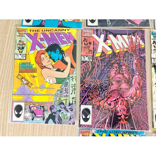 314 - UNCANNY X-MEN #200 - 209. Complete 10 comic numbered run. Marvel Comics 1985/6. Includes minor keys,... 