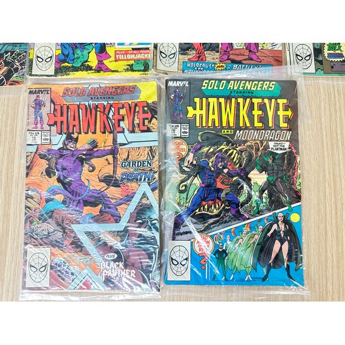 327 - SOLO AVENGERS  STARRING HAWKEYE. Job lot of 10 Marvel Comics from 1988 onwards  featuring #7 - 14,  ... 