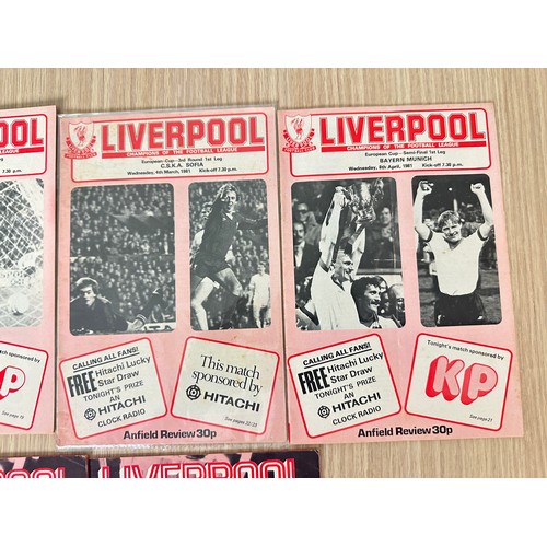 414 - FOOTBALL PROGRAMMES: LIVERPOOL FC. European Cup Home Games 1980 - 1982. Seven Programmes in total. V... 