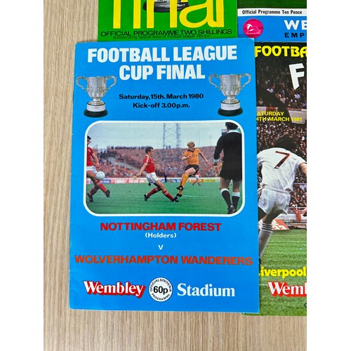 418 - FOOTBALL PROGRAMMES: League Cup Final Programmes from 1970's/80' VFN Condition. 6 Programmes in tota... 