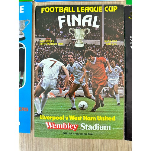 418 - FOOTBALL PROGRAMMES: League Cup Final Programmes from 1970's/80' VFN Condition. 6 Programmes in tota... 