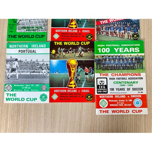 423 - FOOTBALL PROGRAMMES: NORTHERN IRELAND World Cup Qualifying matches from 70's & 80's. 6 programmes in... 