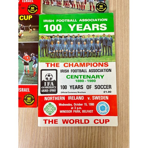 423 - FOOTBALL PROGRAMMES: NORTHERN IRELAND World Cup Qualifying matches from 70's & 80's. 6 programmes in... 