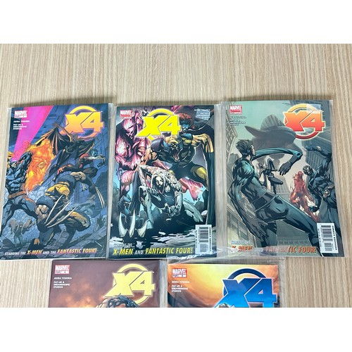 343 - X4: X-MEN/FANTASTIC FOUR #1 - 5 . Complete Limited Series. Marvel Comics 2005. All FN/VFN Condition.