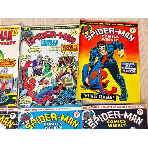 375 - SPIDERMAN UK COMICS WEEKLY. #50, 65, 85 - 95. 
13 Comics in total 1974 onwards.