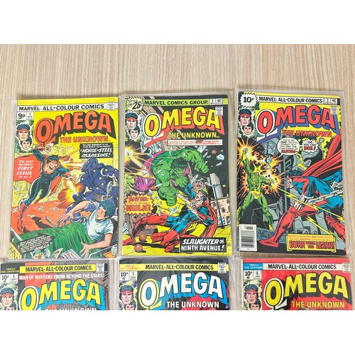 393 - OMEGA THE UNKNOWN. #1 - 10. Complete Set of 10 issue comic series. Marvel Comics 1976. FN Condition.... 