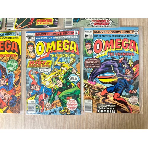 393 - OMEGA THE UNKNOWN. #1 - 10. Complete Set of 10 issue comic series. Marvel Comics 1976. FN Condition.... 