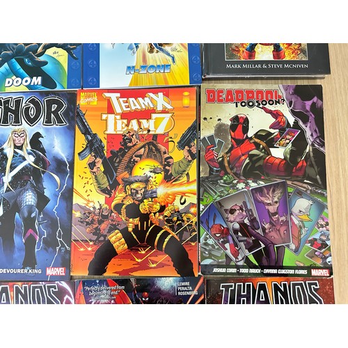 485 - BUNDLE OF MARVEL GRAPHIC NOVELS/TPB's x 12 books.
Featuring: Fantastic Thor, Thanos, Wolverine, Civi... 