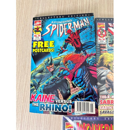 493 - Bundle of 5 x UK Marvel Comics Featuring: Spider-Man (Includes Free Postcards), X-Men & Wolverine. V... 