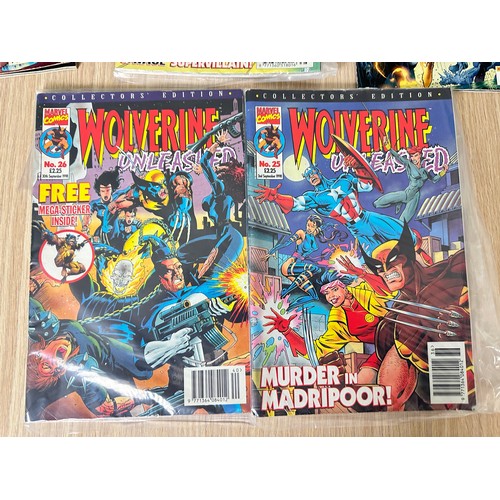 493 - Bundle of 5 x UK Marvel Comics Featuring: Spider-Man (Includes Free Postcards), X-Men & Wolverine. V... 