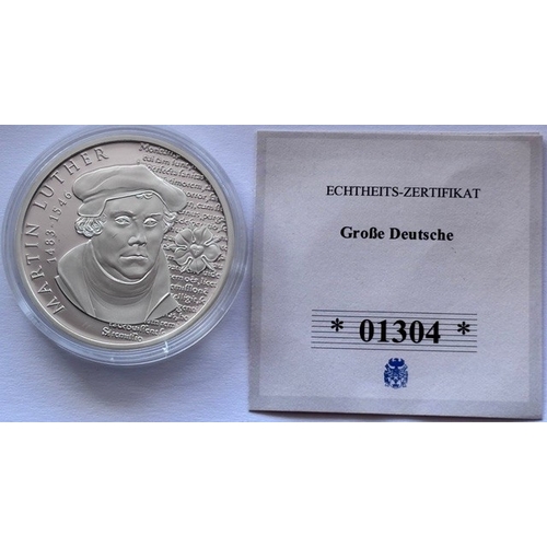 5 - 2017 Cu Silver Plated Medallion, Great Germans, Martin Luther, Diameter 40mm, Weight 32g, COA