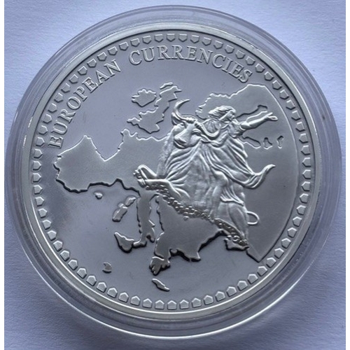 6 - 1997 Cu Silver and Gold Plated Proof Medallion, European Currencies, Germany, Diameter 40mm, Weight ... 