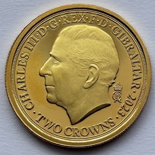 16 - 2023 9-carat Gold Proof Two Crown Coin, King Charles III Coronation The Coronation Chair, Selective ... 