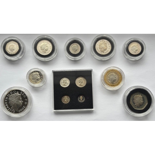 23 - 2000 UK Milleniumn Silver Proof Coin Collection, Millenium Crown .999 fine silver with 22 carat gold... 