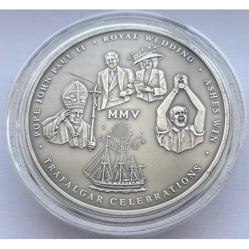 252 - 2005 .925 Solid Silver Antique Finish Annual History Commemorative Medallion, Events of 2005, Diamet... 