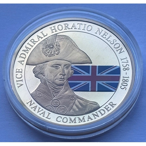 64 - 2016 Copper Gilt Proof Medallion “Greatest Britons – Horatio Nelson”, Colour Print, 40mm, 32g, with ... 