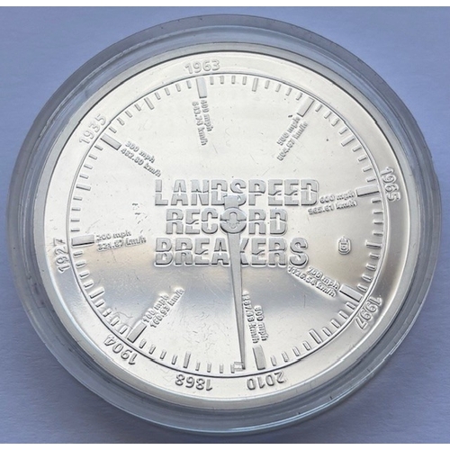 65 - 2010 Copper Silver-Plated Proof Medallion “Speed Through the Ages – Blue Bird”, Colour Print, 40mm, ... 