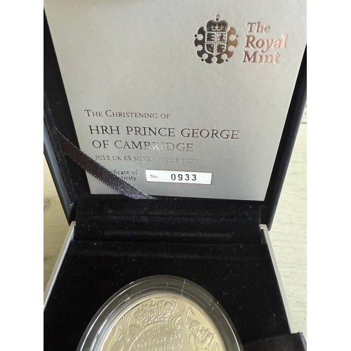 Silver commemorative coin Royal mint limited edition £5 Prince George ...