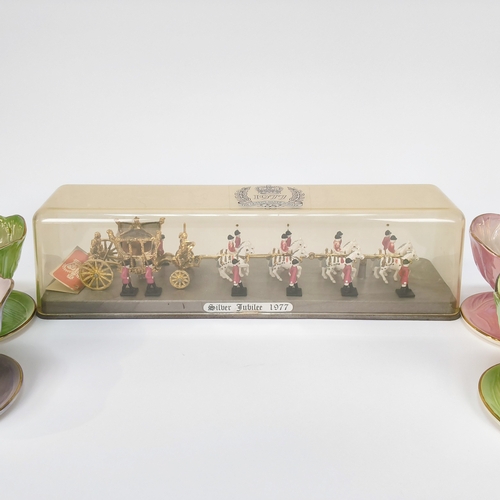 24 - A set of Maling Sundae dishes and a model of a Silver Jubilee 1977 Golden Carriage