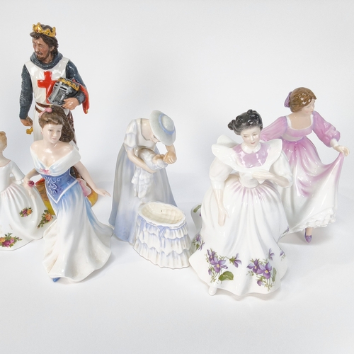 41 - Nine Royal Doulton and Coalport figural ornaments to include Richard the Lionheart