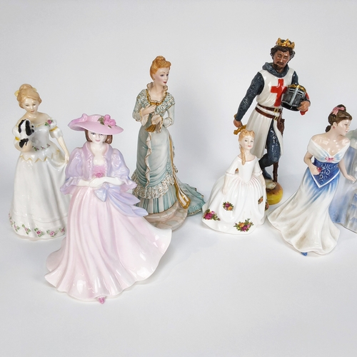 41 - Nine Royal Doulton and Coalport figural ornaments to include Richard the Lionheart