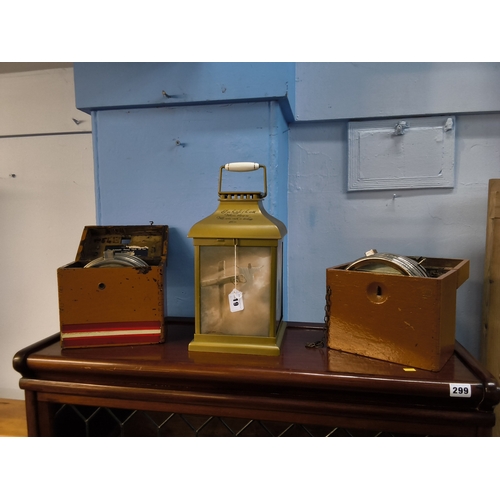 19 - Two Automatic Timing Clock Co. Limited pigeon clocks and a lamp