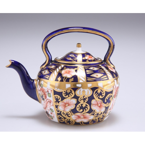 120 - A ROYAL CROWN DERBY IMARI MINIATURE KETTLE, 1912, pattern no. 6299, red printed factory mark. 6.6cm ... 