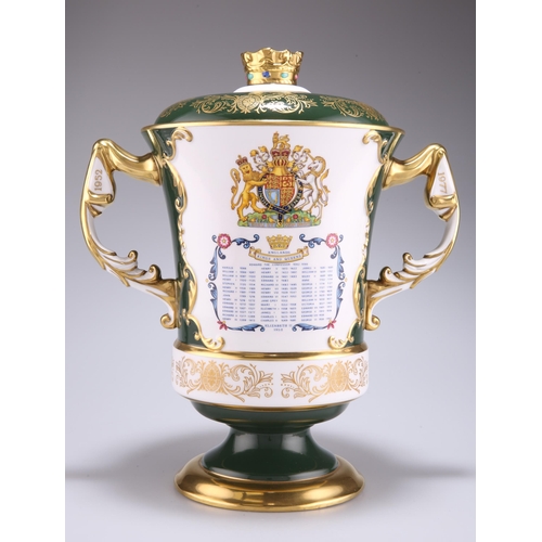 126 - A LARGE AYNSLEY LIMITED EDITION LOVING CUP AND COVER, 