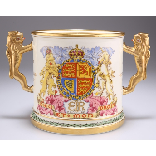 127 - A PARAGON LIMITED EDITION EDWARD VIII COMMEMORATIVE LOVING CUP, no. 195/1000, gilt printed marks. 15... 