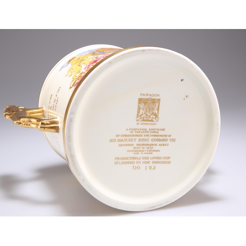 127 - A PARAGON LIMITED EDITION EDWARD VIII COMMEMORATIVE LOVING CUP, no. 195/1000, gilt printed marks. 15... 