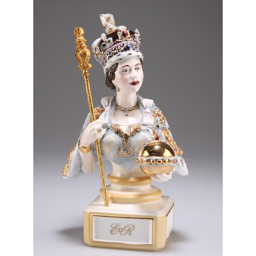 128 - A ROYALE STRATFORD LIMITED EDITION BUST OF QUEEN ELIZABETH II. 21.5cm high