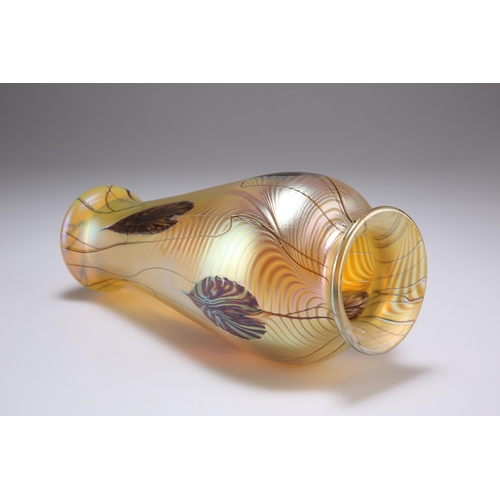 27 - RICHARD P. GOLDING FOR OKRA, A STUDIO GLASS VASE, baluster form with a short, flared neck, decorated... 