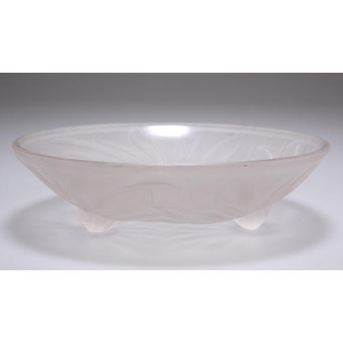 30 - AN ETLING OPALESCENT GLASS BOWL, DESIGNED BY GEORGES BEAL, moulded with stylised flowerheads and rai... 