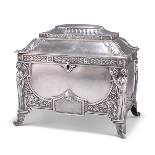 1014 - A GERMAN NEO-CLASSICAL REVIVAL SILVER-PLATED CASKET, by Wurttembergische Metallwarenfabrik (WMF), re... 