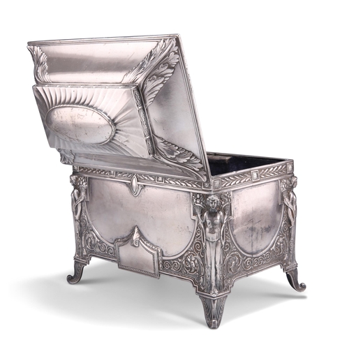 1014 - A GERMAN NEO-CLASSICAL REVIVAL SILVER-PLATED CASKET, by Wurttembergische Metallwarenfabrik (WMF), re... 
