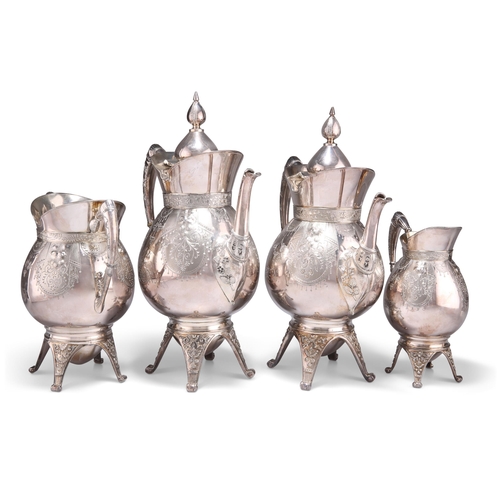 1015 - AN AMERICAN SILVER-PLATED FOUR-PIECE TEA AND COFFEE SERVICE, IN THE AESTHETIC TASTE, by Rogers, Smit... 