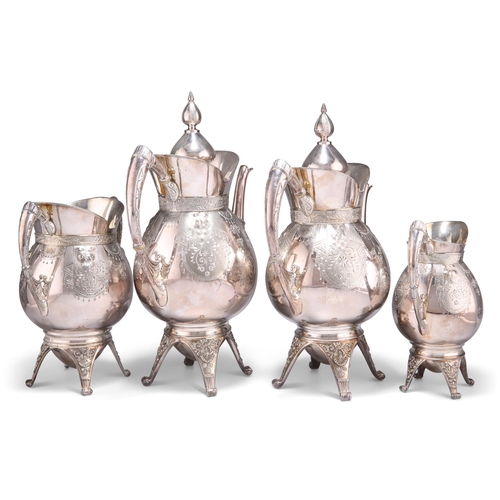 1015 - AN AMERICAN SILVER-PLATED FOUR-PIECE TEA AND COFFEE SERVICE, IN THE AESTHETIC TASTE, by Rogers, Smit... 