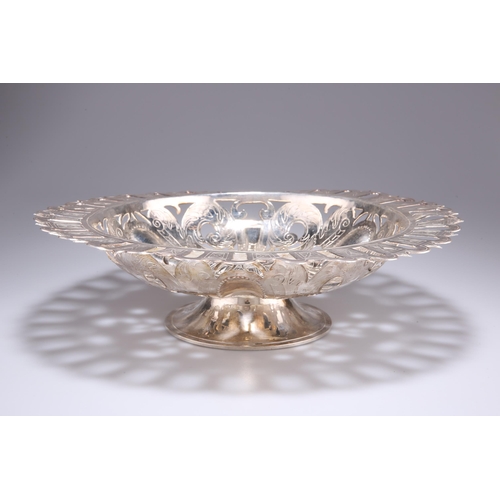 1028 - A SILVER-PLATED COMPOTE, by The Duchess of Sutherland's Cripples Guild, pierced and shaped circular ... 